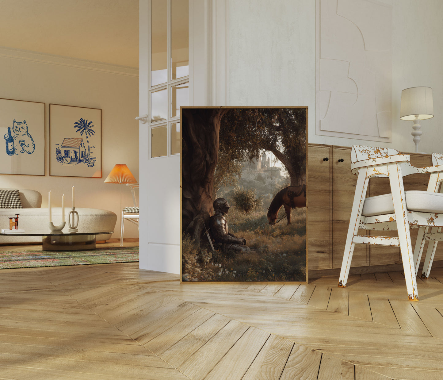 Moment de quiétude d'un chevalier médiéval