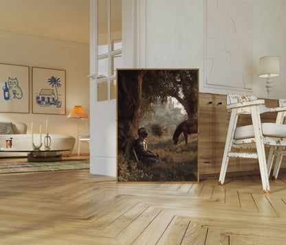 Moment de quiétude d'un chevalier médiéval