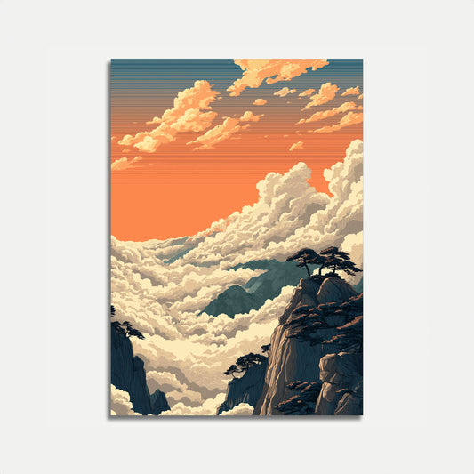 Mountain Peak Above Clouds Poster