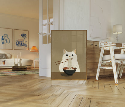 Noodle Loving Cat Poster