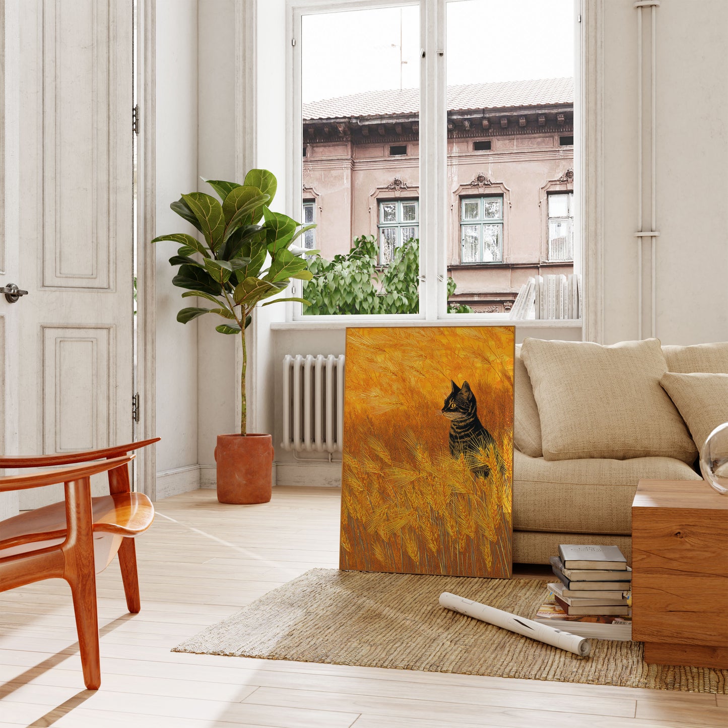 Tabby Cat in Golden Wheat Poster