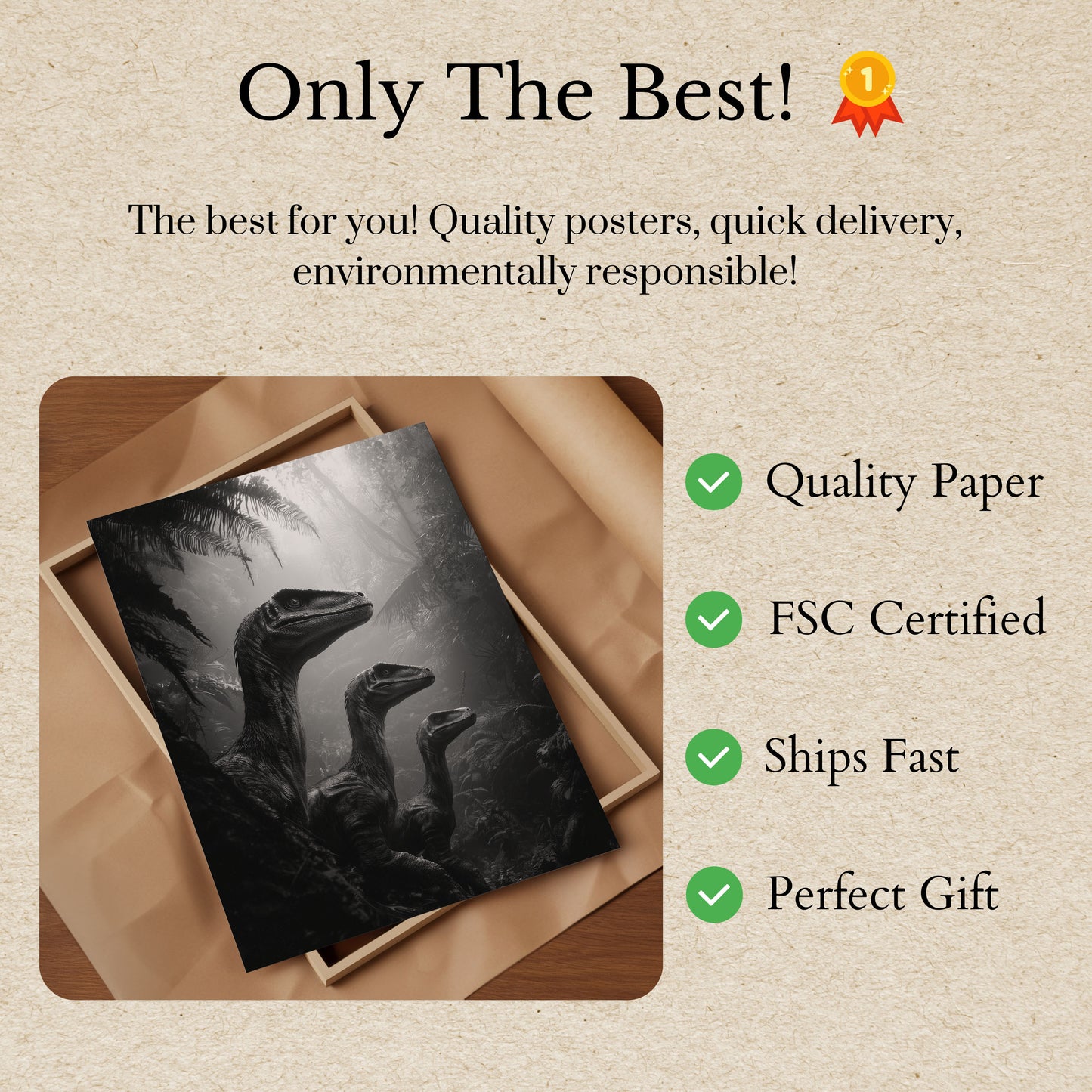 Póster del bosque de depredadores prehistóricos