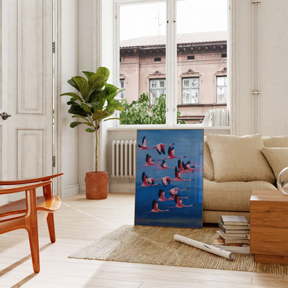 Flamingo's in Vlucht Poster
