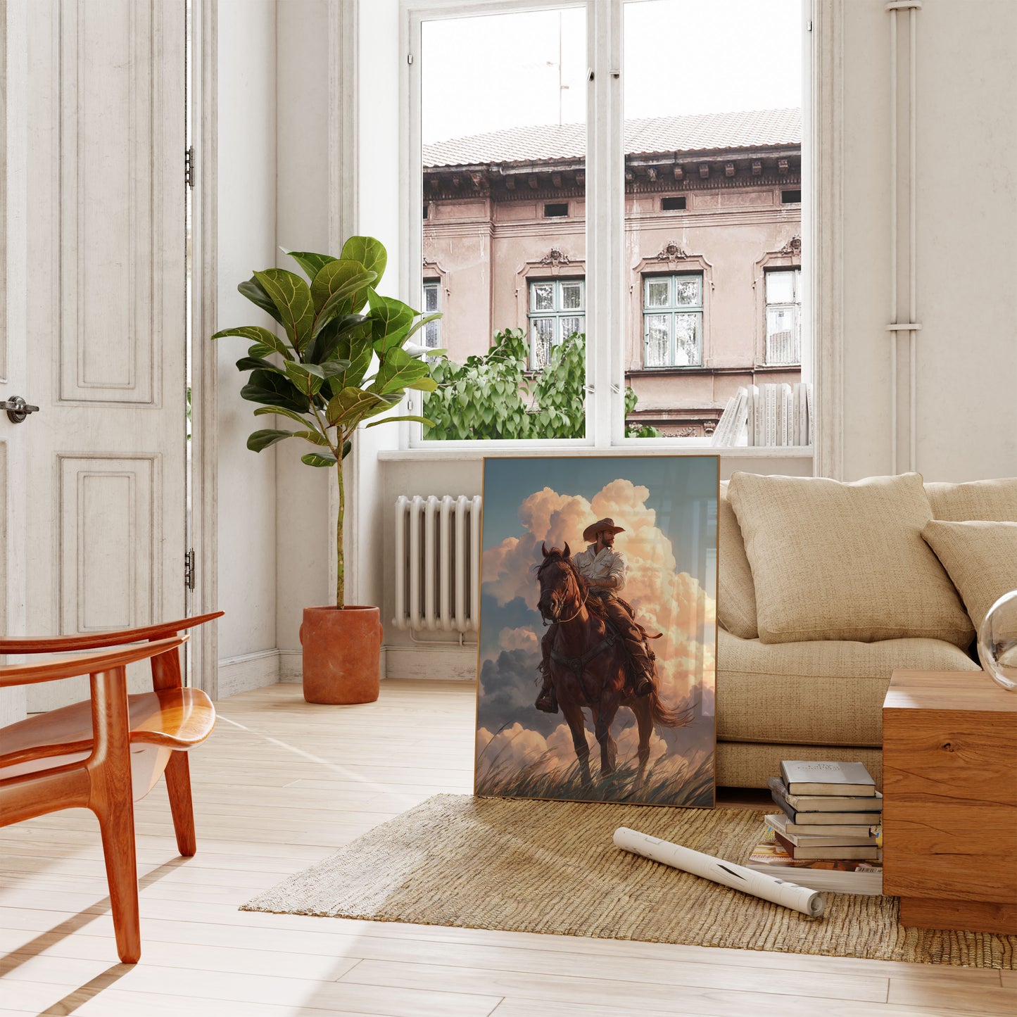 Einsamer Cowboy zu Pferd Poster