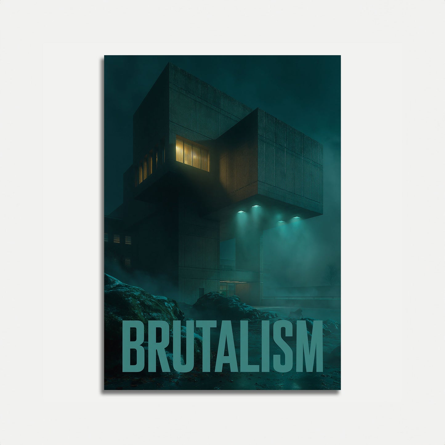 Plakát Brutalistická pevnost v noci
