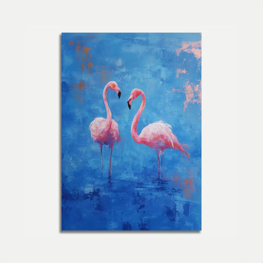 Roze Flamingo's Blauwe Canvas Poster