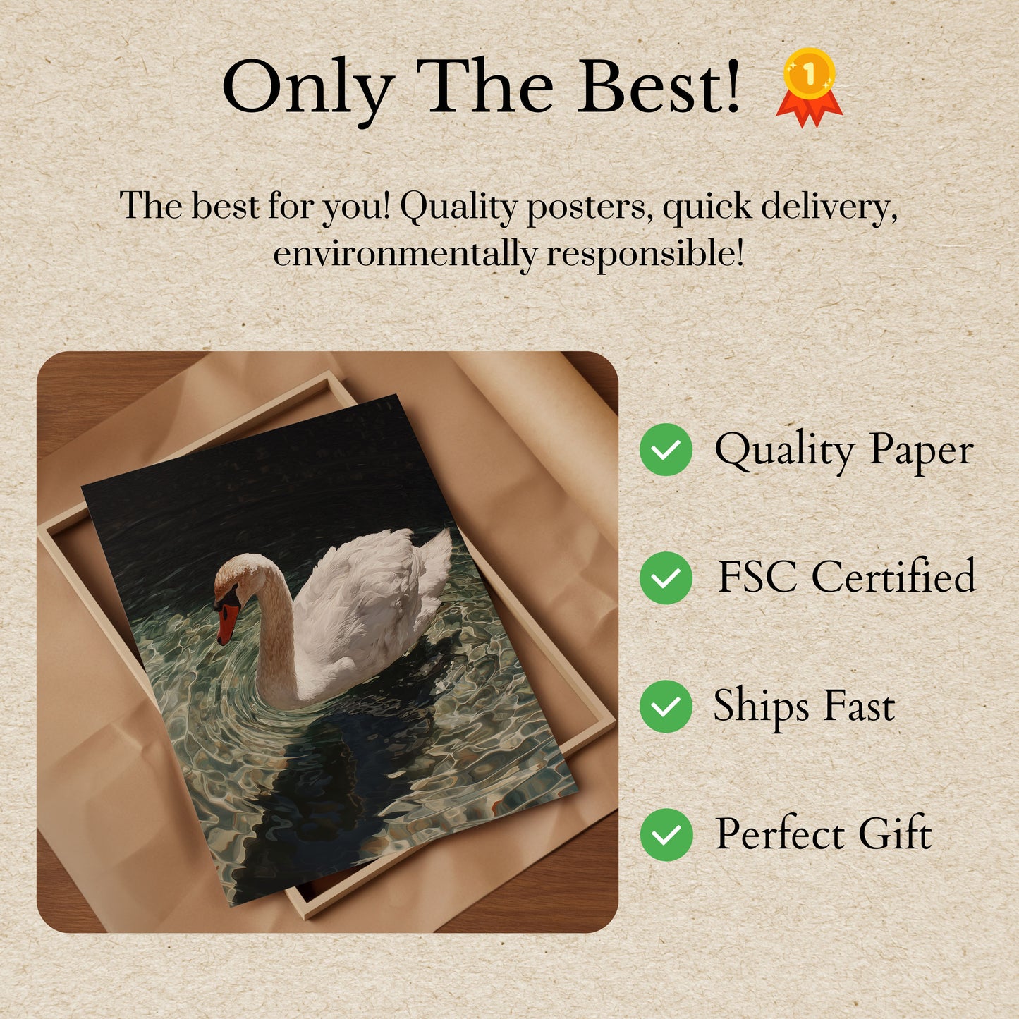 Elegant Swan Water Poster