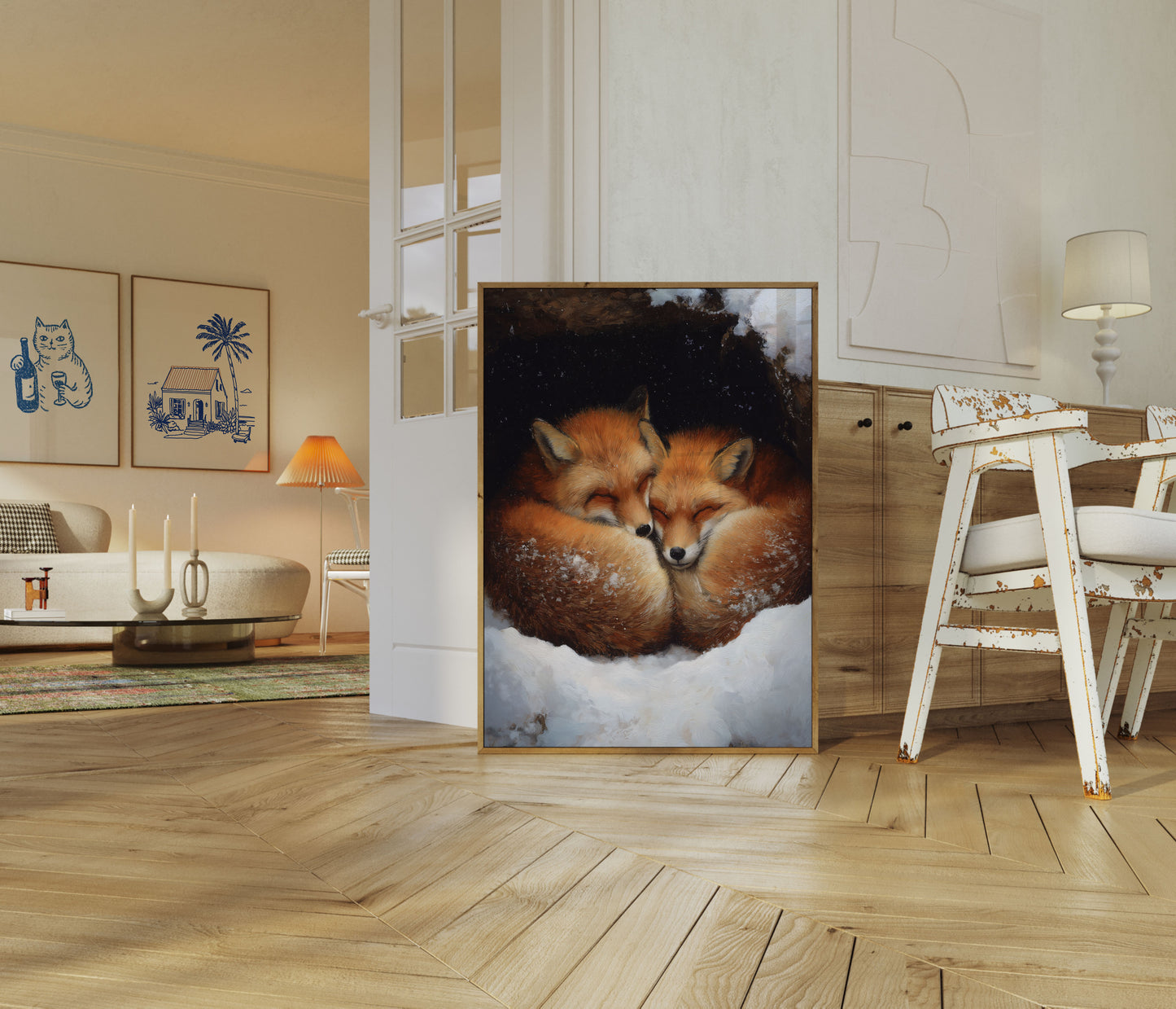 Poster di Volpi che si Coccolan nella Neve