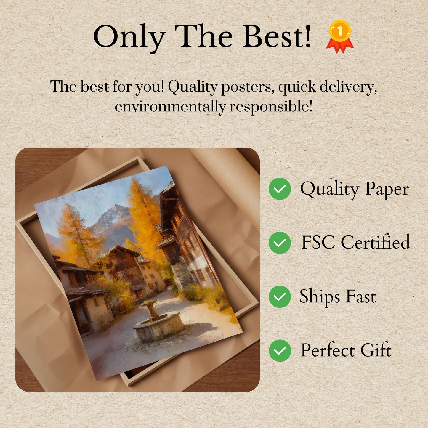 Pôster Aldeia Alpina Montanhas de Outono