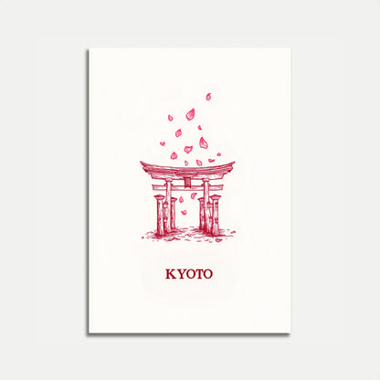 Poster Kyoto-heiligdom met Kersenbloesem