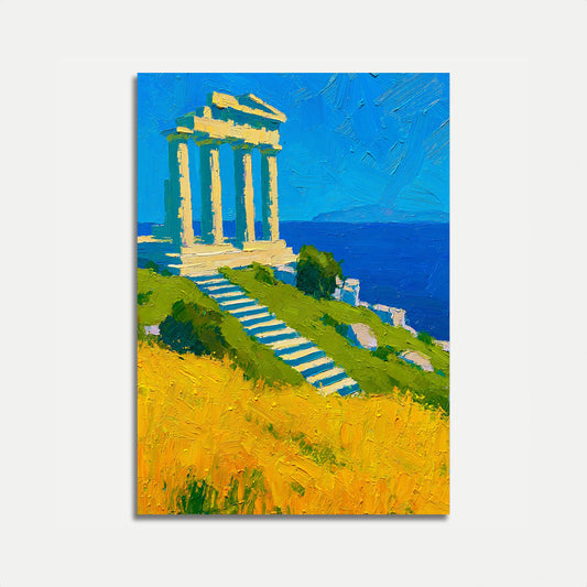 Greek Temple by the Sea Poster