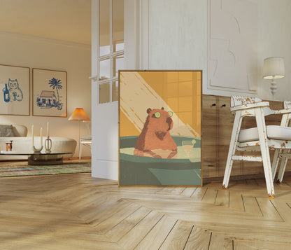 Kapybara Slapper i Vand Plakat