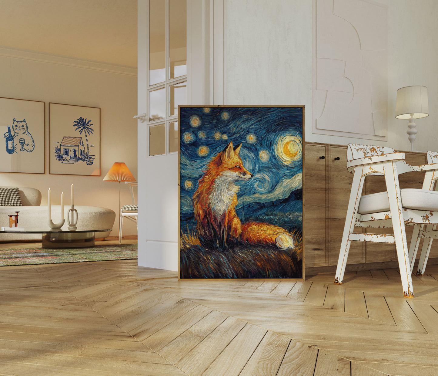 Poster d'Arte Volpe Notte Stellata