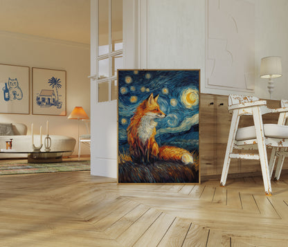 Poster d'Arte Volpe Notte Stellata