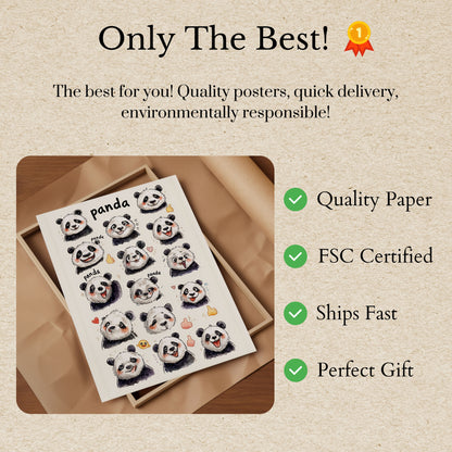 Cute Panda Emotions Poster