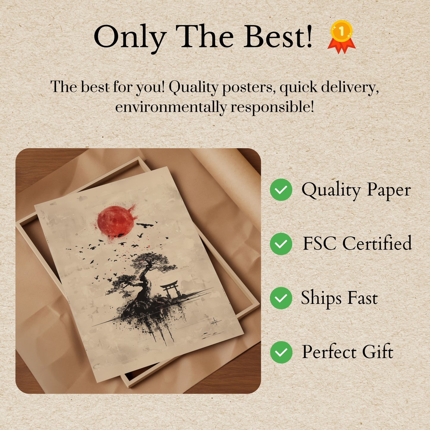 Póster japonés Amanecer de bonsái zen