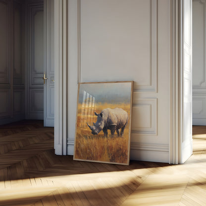 Majestic Rhino in Golden Grasslands Poster