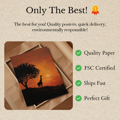 African Sunset Giraffe Poster