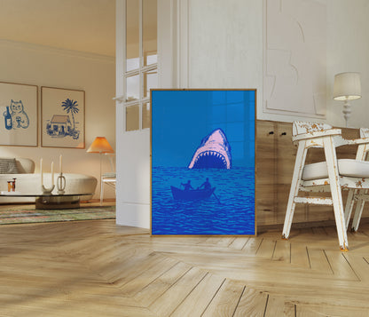 Shark Attack Nautical Danger Poster