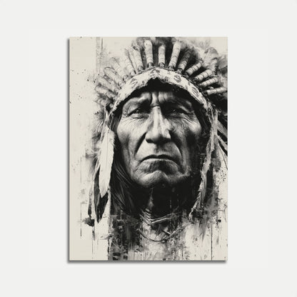 Native Elder Headdress Portrait Poster