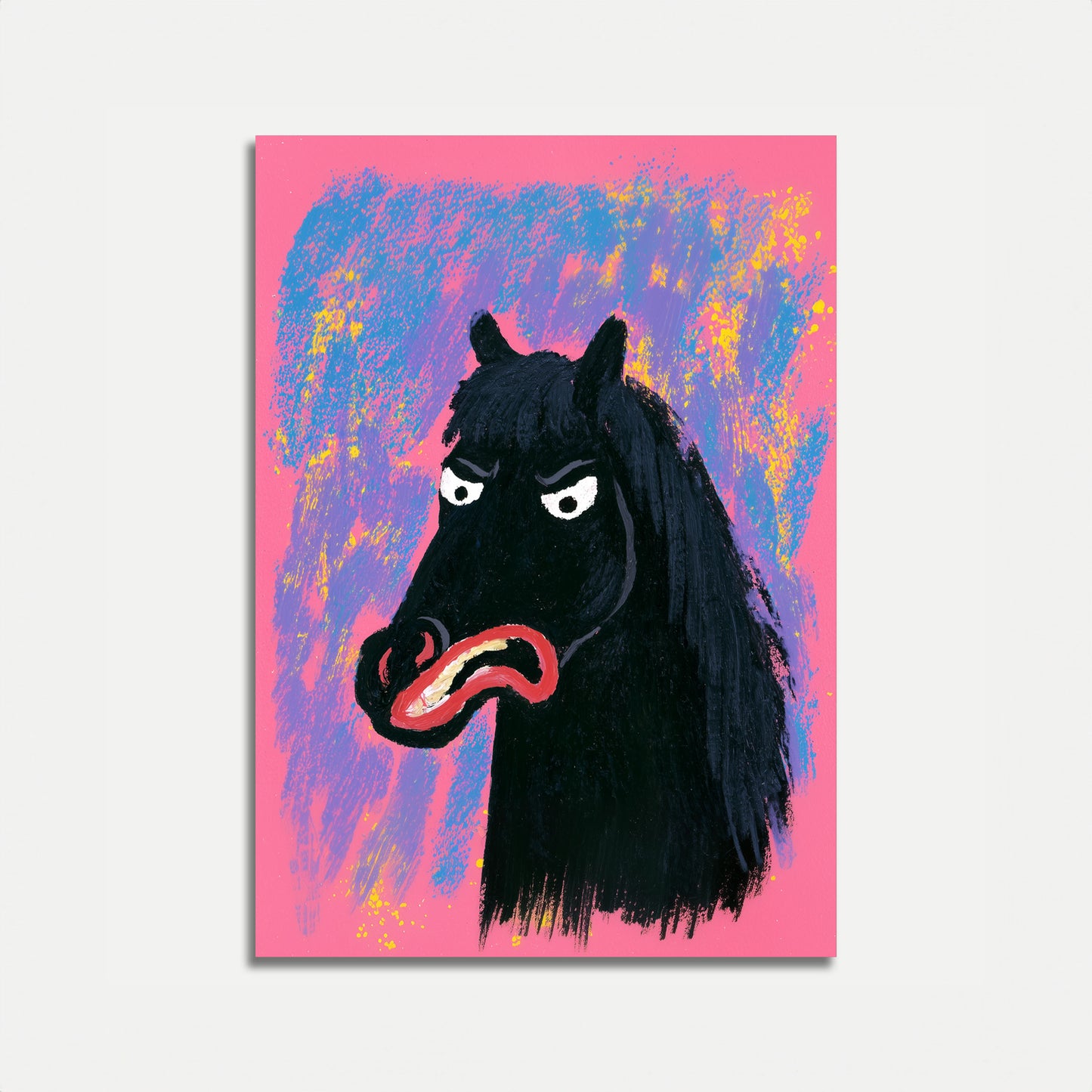 Mürrisches Schwarzes Pferd Poster