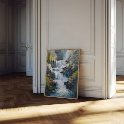 Kaskaderende Bjergvandfalds Plakat
