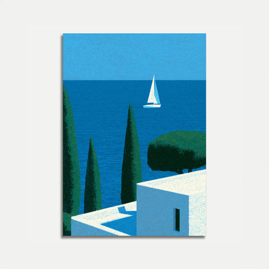 Affiche Côtière Méditerranée Voilier