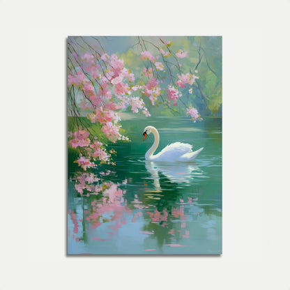 Elegant Swan Cherry Blossom Poster