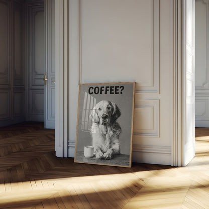Coffee Loving Dog Poster
