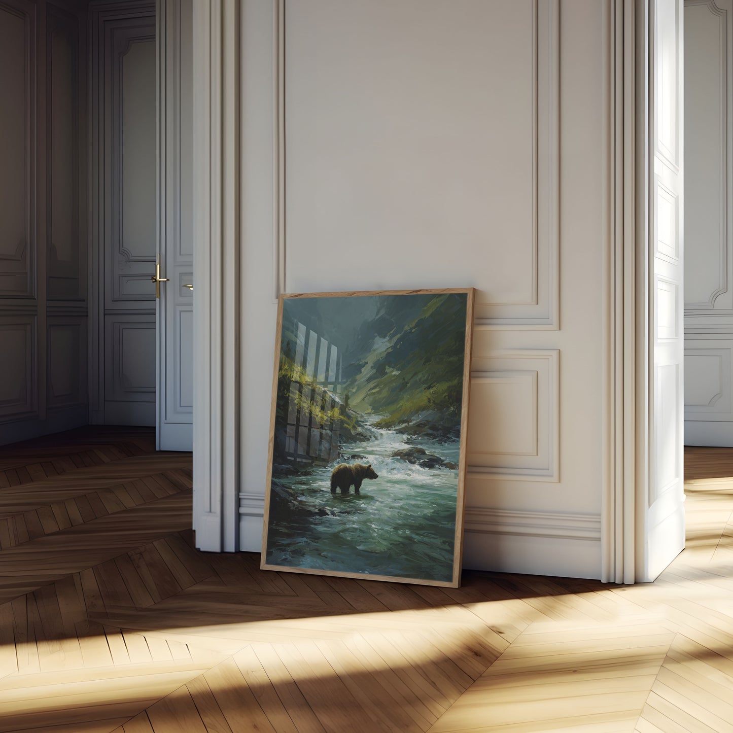 Bjørn Fiskeri i Fjellbekk Plakat