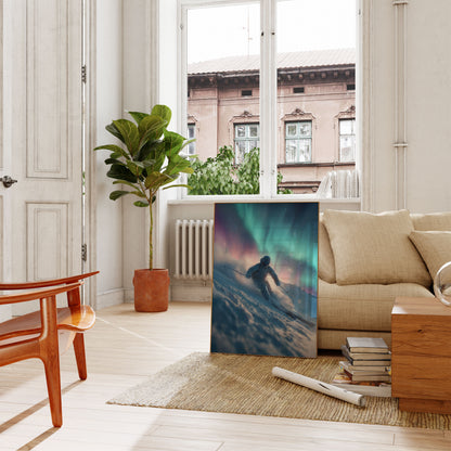 Aurora Skiløper Under Nordlyset Plakat