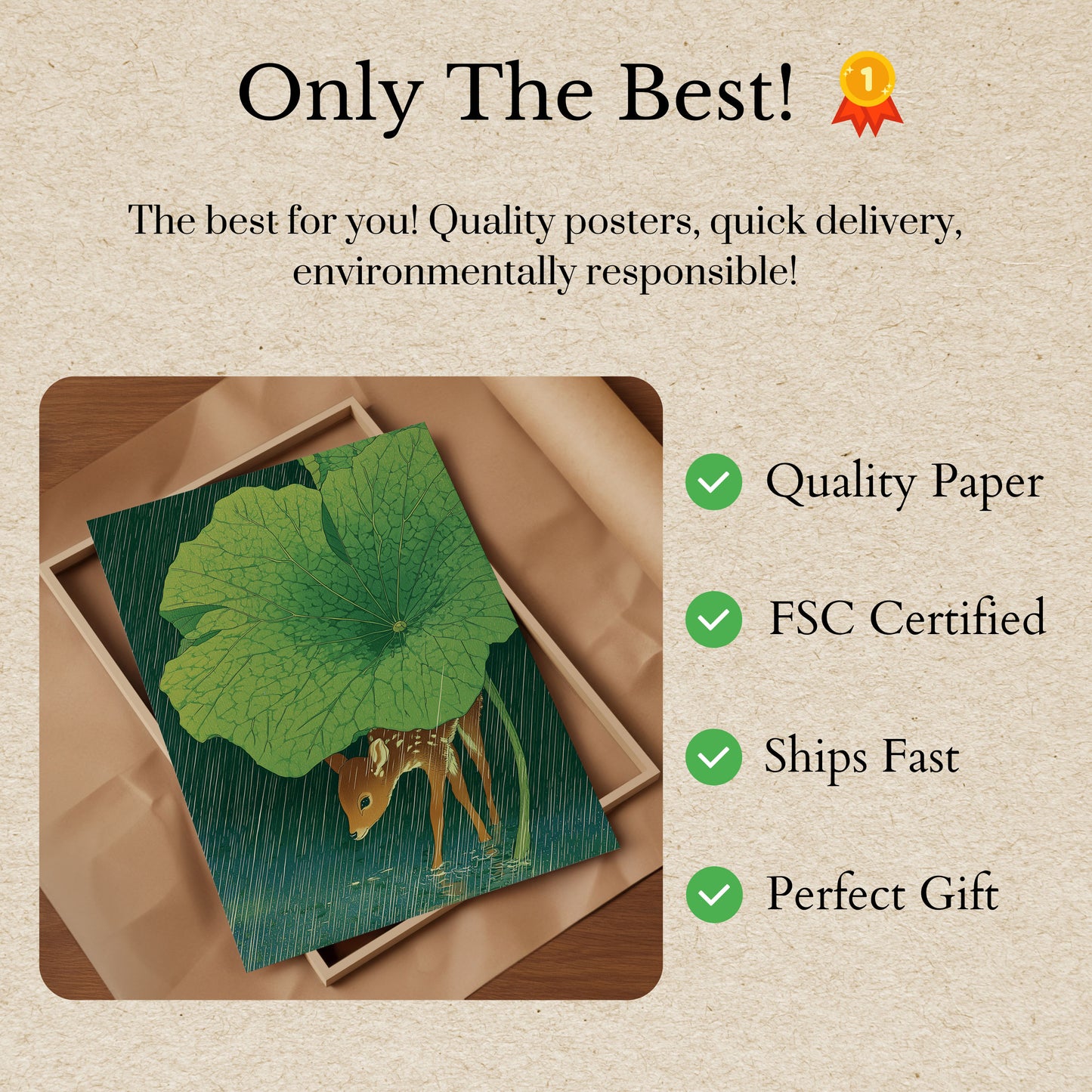 Jonge Hert Onder Reuzenblad Poster