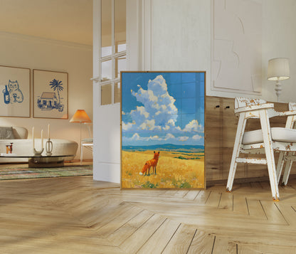Red Fox in Golden Fields Poster