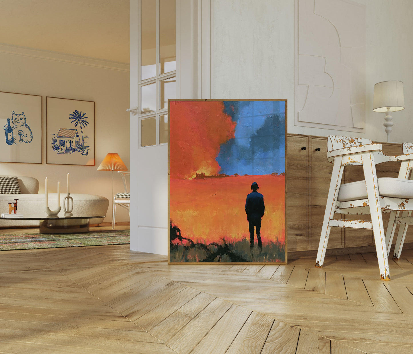 Ensom Vandrer i Apokalyptisk Landskab Plakat