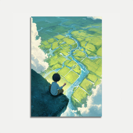 Aerial River Valley Landscape Poster