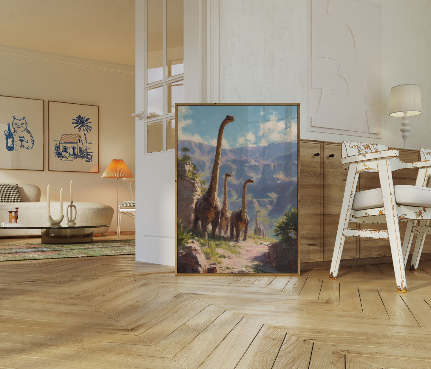 Majestic Dinosaurs Prehistoric Landscape Poster