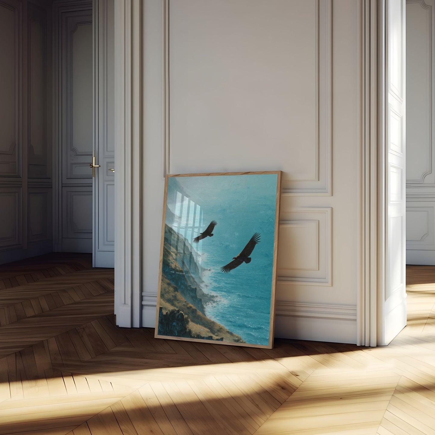 Eagles Soaring Over Coastal Cliffs Poster