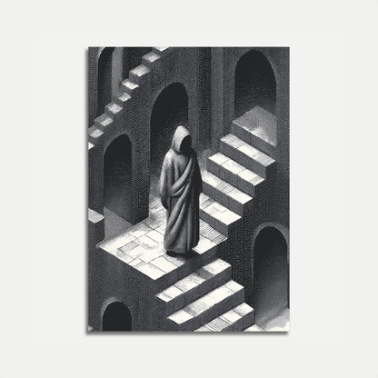 Figura Encapuchada en Póster de Arco Antiguo