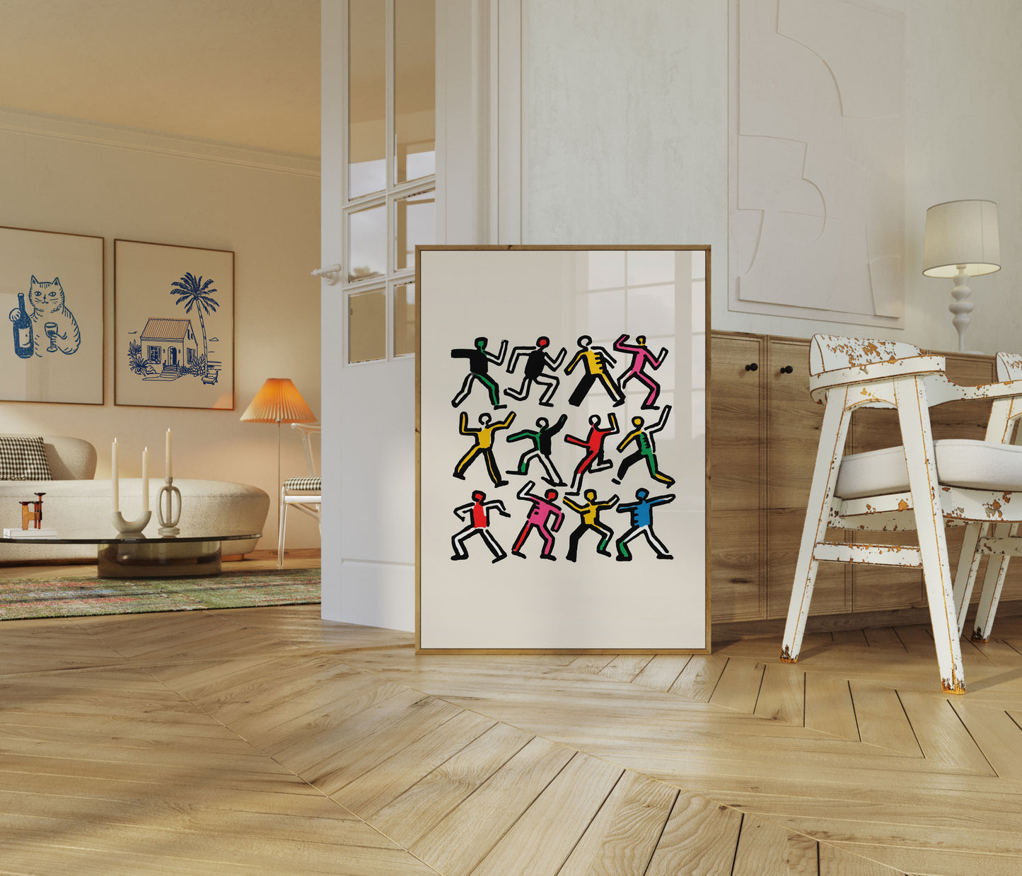 Bunte Tanzende Figuren Poster