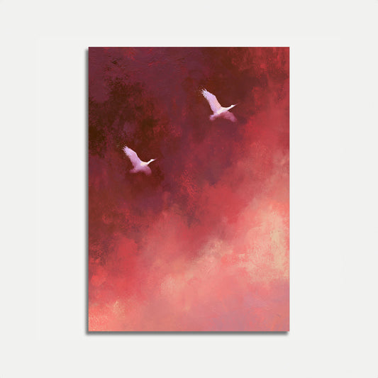 Poster Uccelli Sopra Acque Rosa