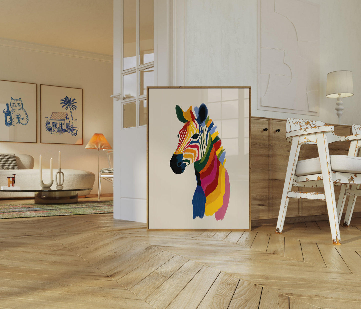 Rainbow Zebra Modern Art Poster