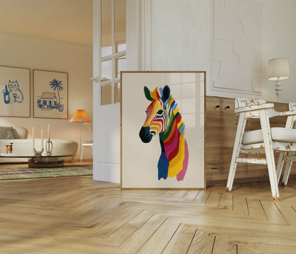 Rainbow Zebra Modern Art Poster