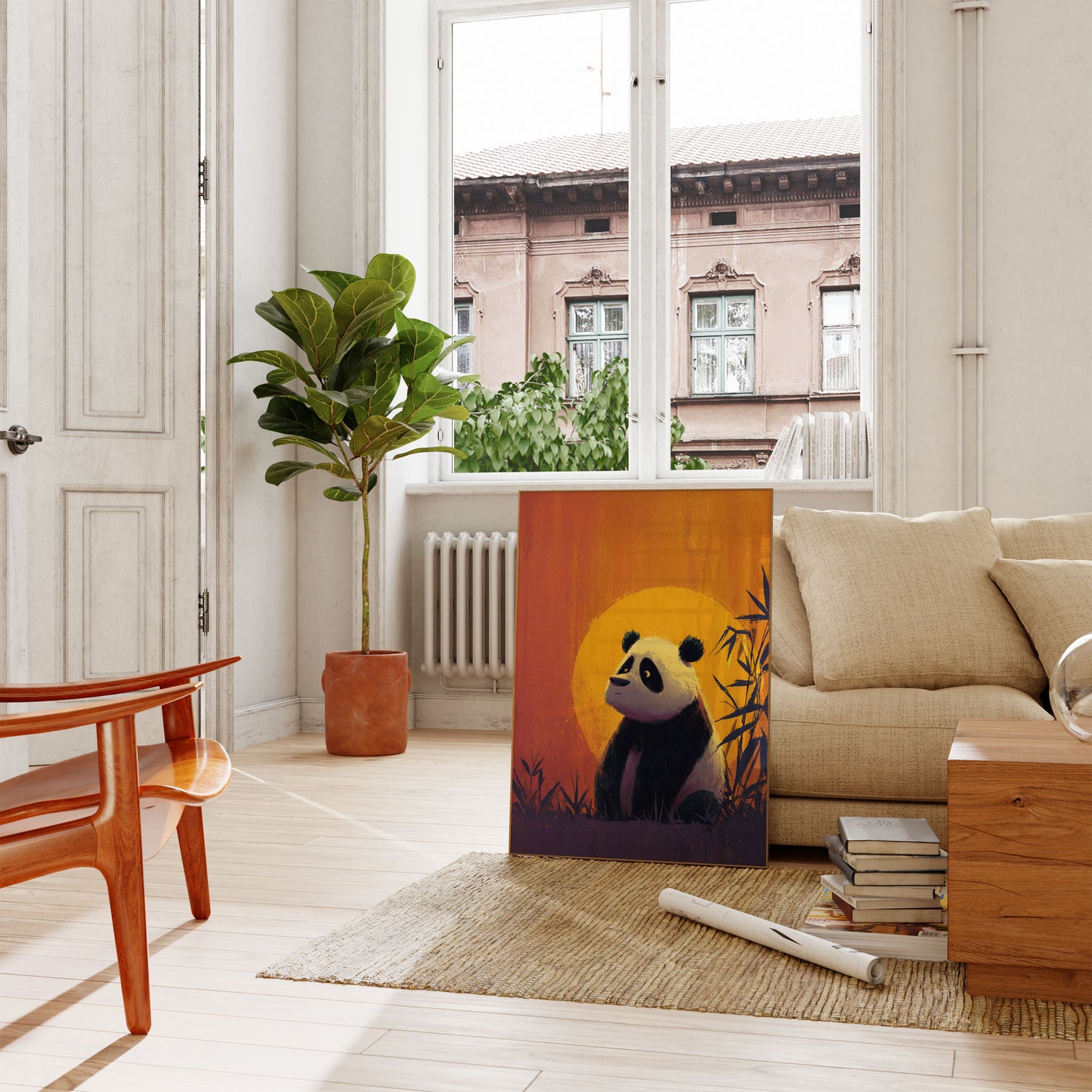 Affiche Sunset Panda Bamboo