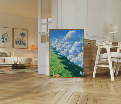 Majestueuses Nuages Sur Ferme Affiche