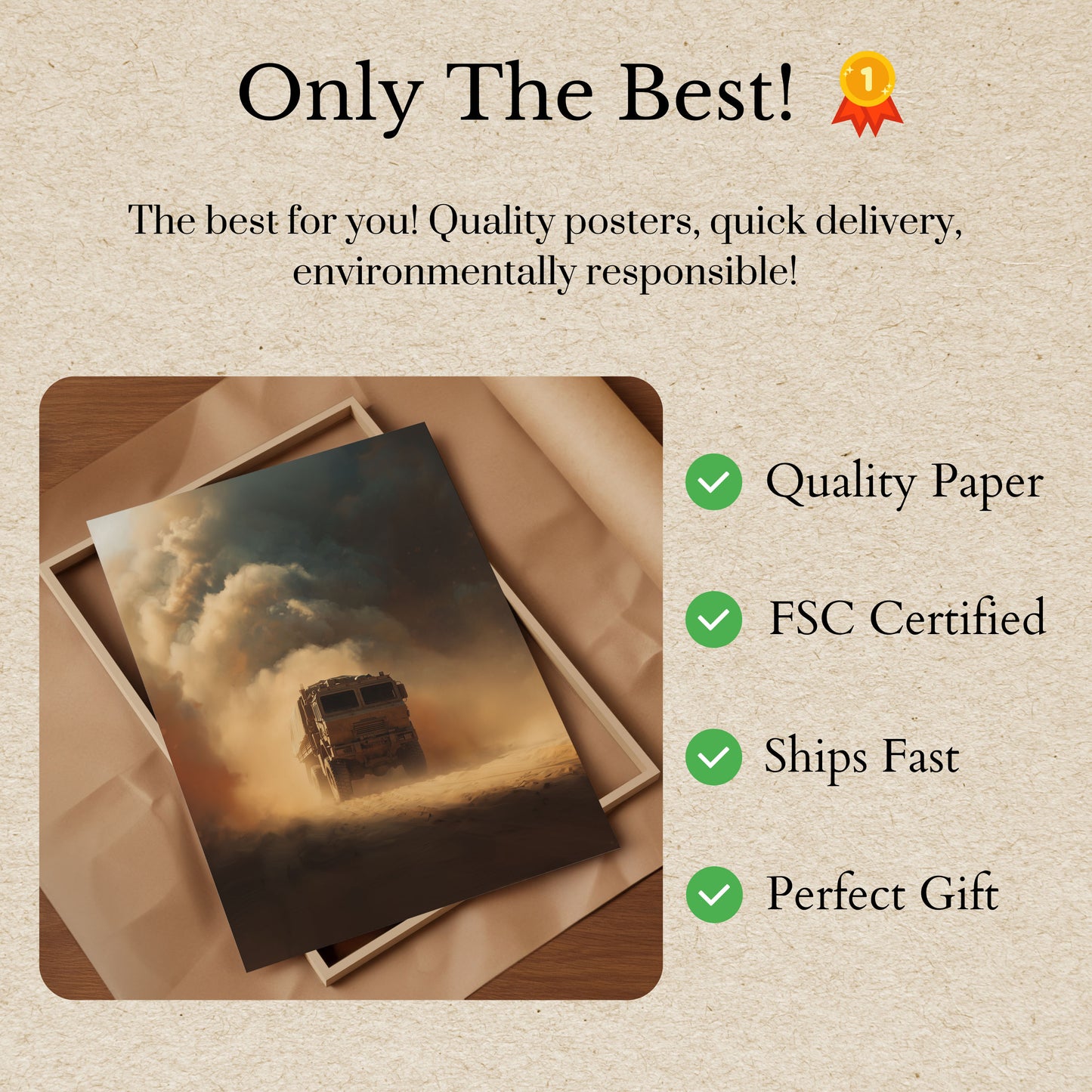 Desert Military Truck Storm Poster