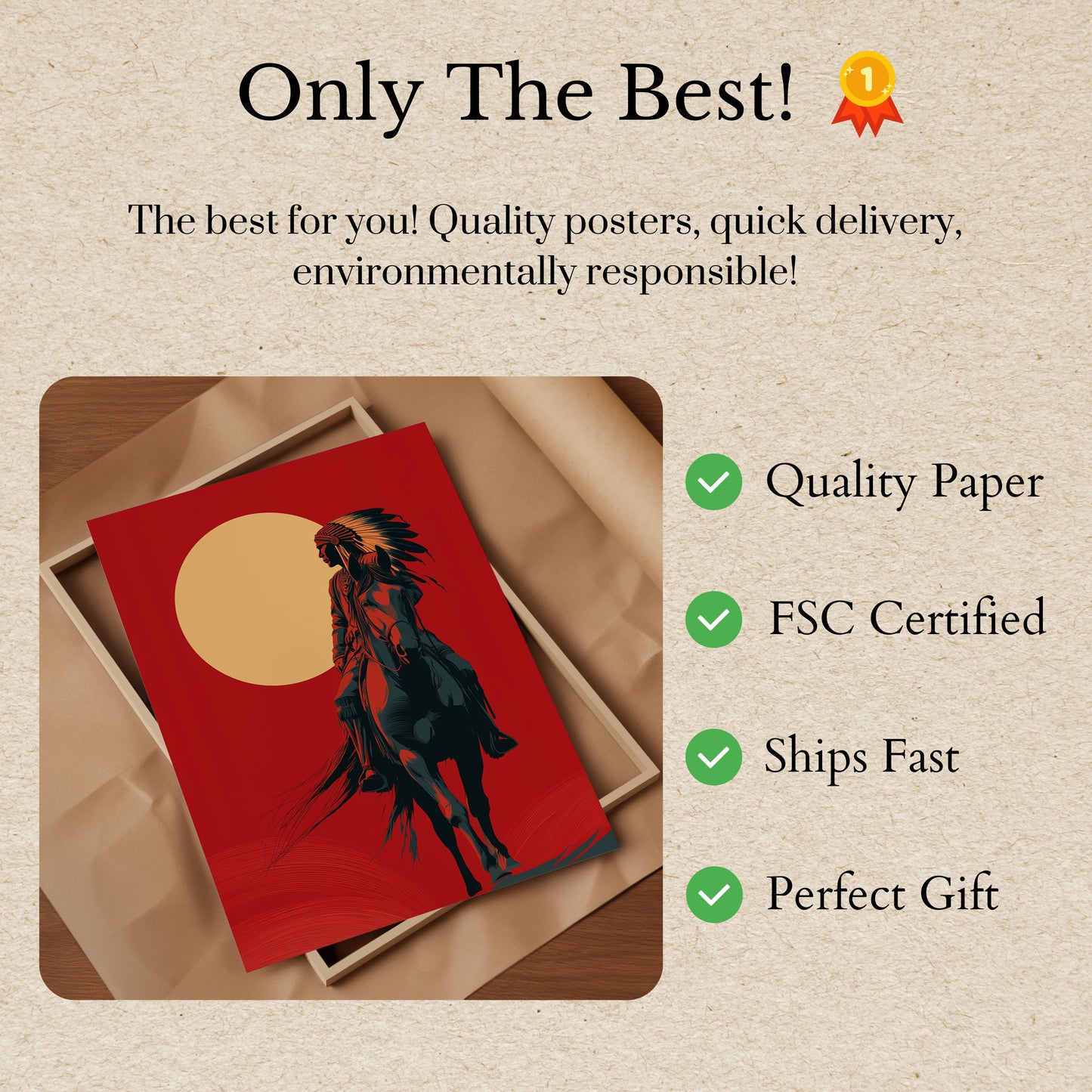 Native Rider Sunset Poster