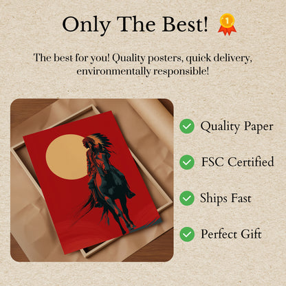 Native Rider Sunset Poster