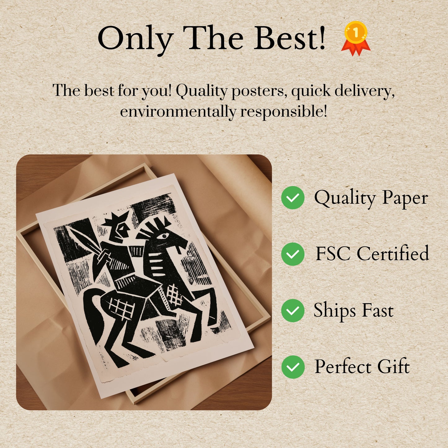 Cubist Warrior Horse Poster