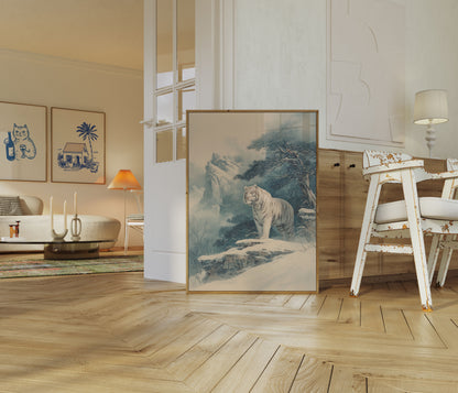 Majestic White Tiger Mountain Poster