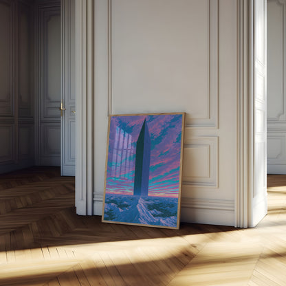 Pôr do Sol na Torre Futurista - Poster
